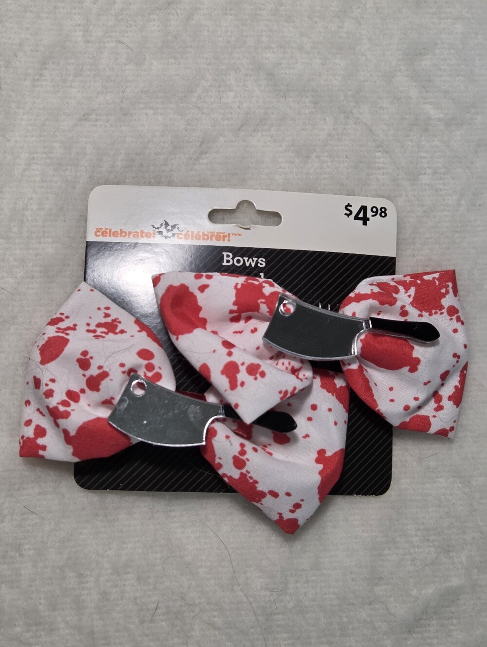 Funny Halloween Hair Clips Butcher Knife With Blood Spatter Design